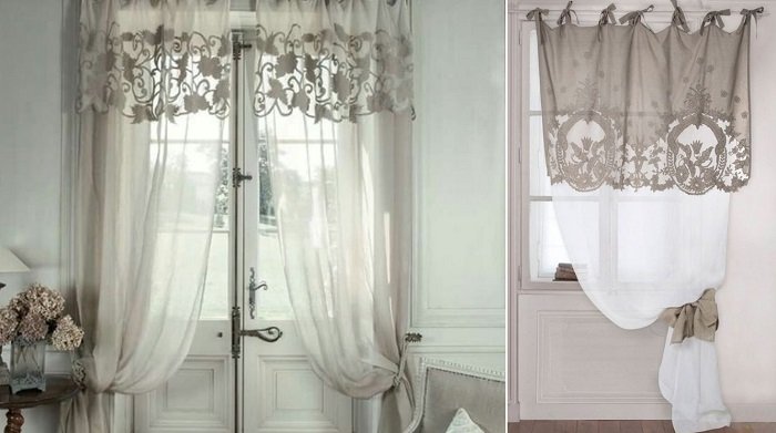 льняные шторы с цветами