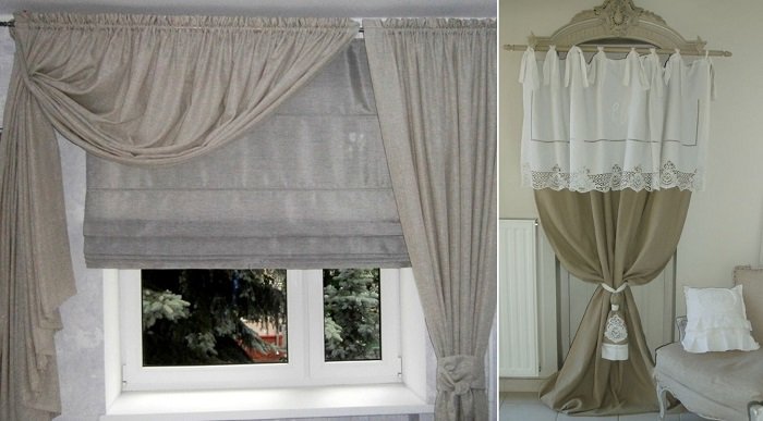 льняные шторы на люверсах