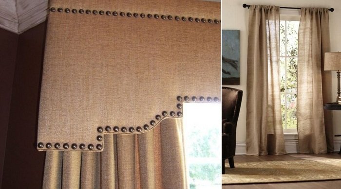 льняные шторы в интерьере спальни