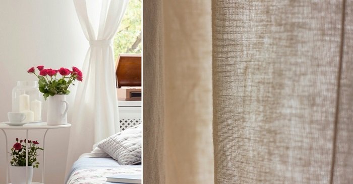 льняные шторы с кружевом