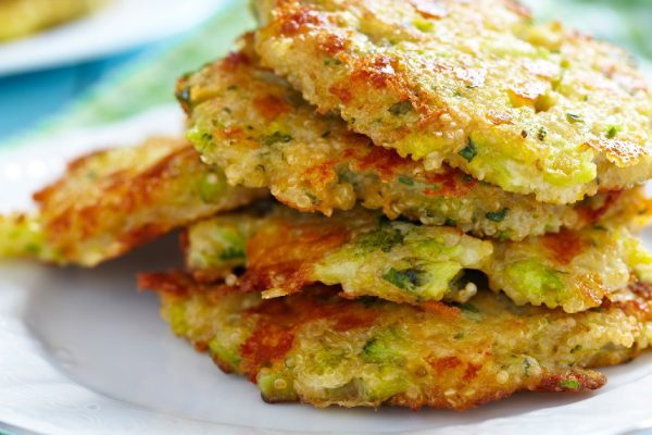 Broccoli Cheddar Fritters with Quinoa