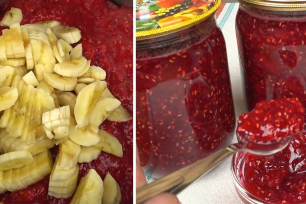 Рецепт малинового варенья с бананом
