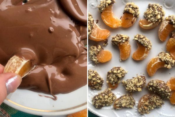 Оригинальный вариант подачи мандаринов, чтобы они красиво смотрелись на новогоднем столе, а гости не думали, куда девать кожуру