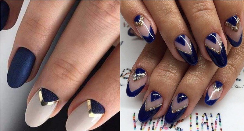 маникюр в синих тонах