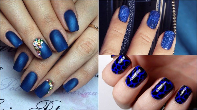 маникюр в синих тонах