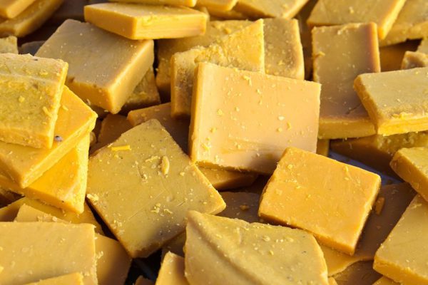 Raw wax to make big candles for monks during rainy season in Thailand