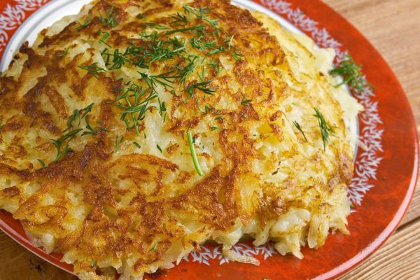 Boxty - traditional Irish potato pancake. fried potato dishes is its smooth, fine grained consistency.