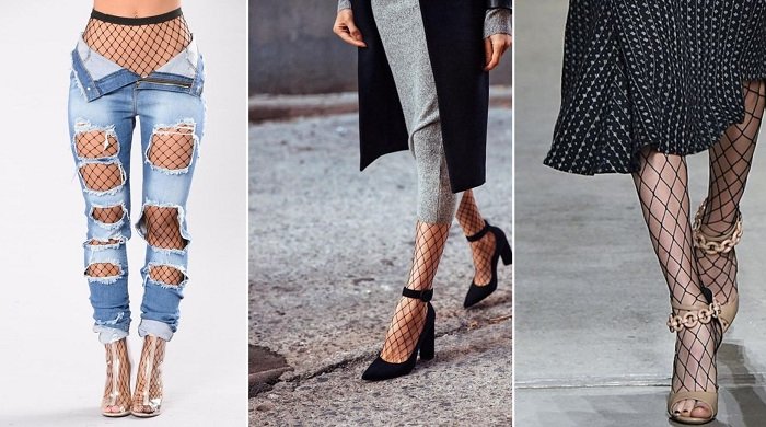 модные колготы в сетку