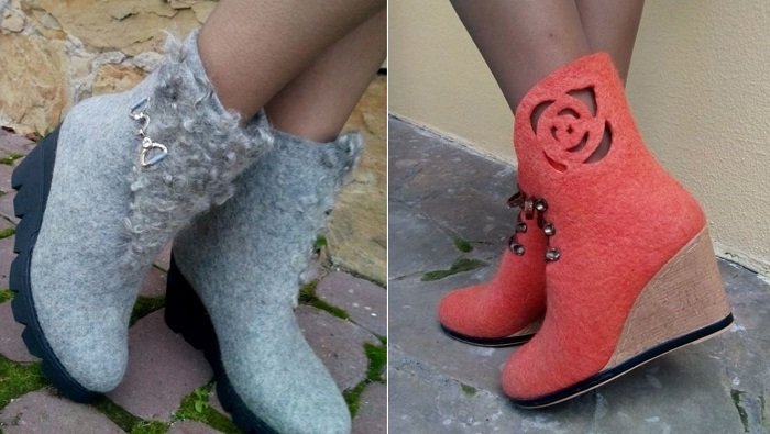 модные валенки с помпоном