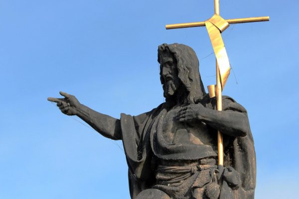 Statue of St. John the Baptist, the sculpture of Charles Bridge in Prague, Czech Republic