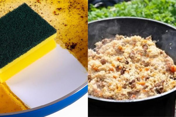 Как отмыть посуду от плова