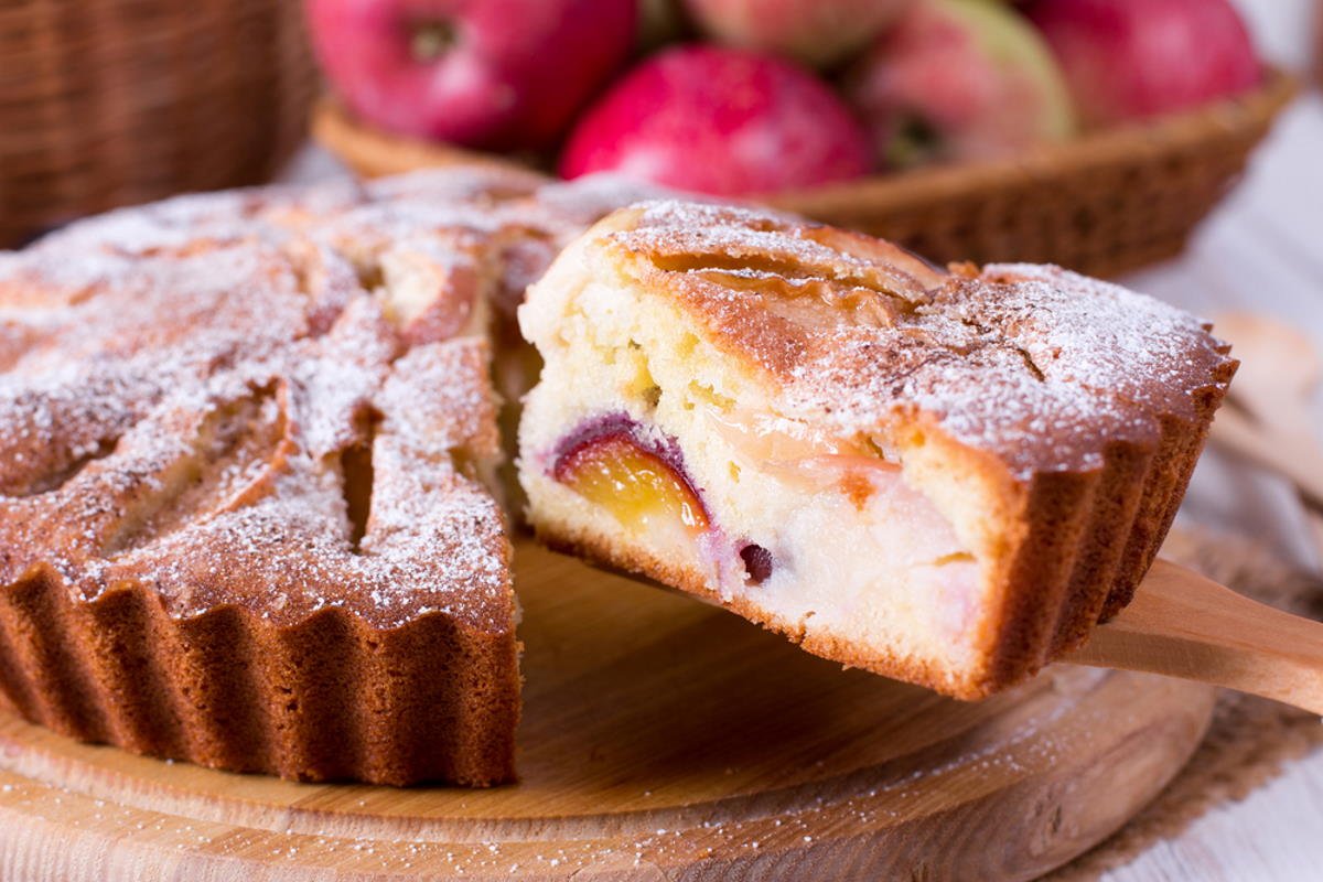 яблочная шарлотка время выпечки