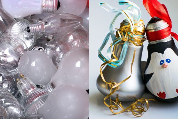 Подборка новогодних поделок из лампочек