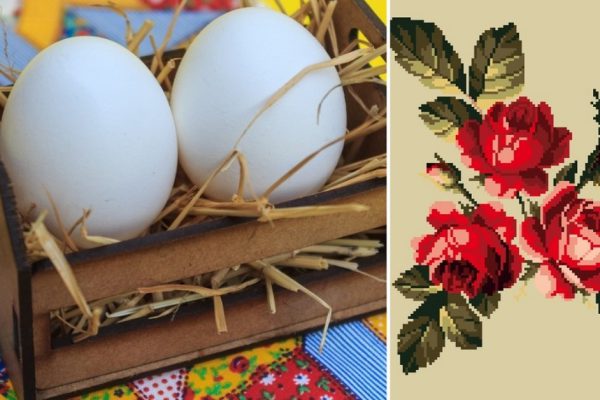 Вышивка на яичной скорлупе