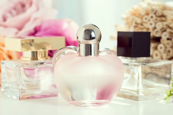 Perfume bottles with flowers