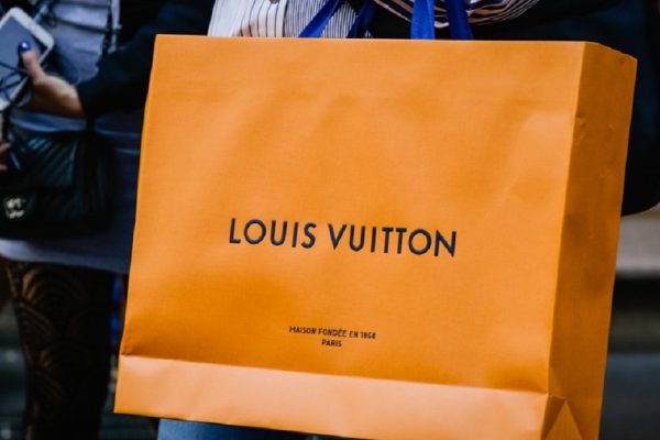Milan, Italy - September 24, 2017:  Louis Vuitton store in Milan. Fashion week Louis Vuitton shopping