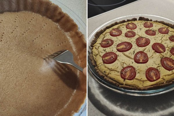 Люблю киши, но никогда не видела рецептов без сливочного масла, хорошо, что под руку попался веганский рецепт