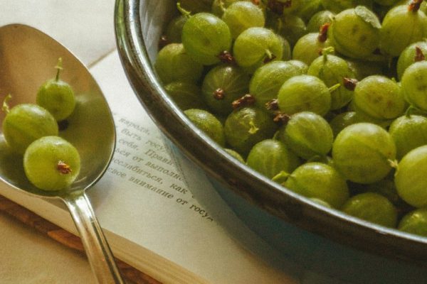 В субботу проснулась поздно, а мужа рядом нет, вернулся с тазиком крыжовника и попросил испечь пирог