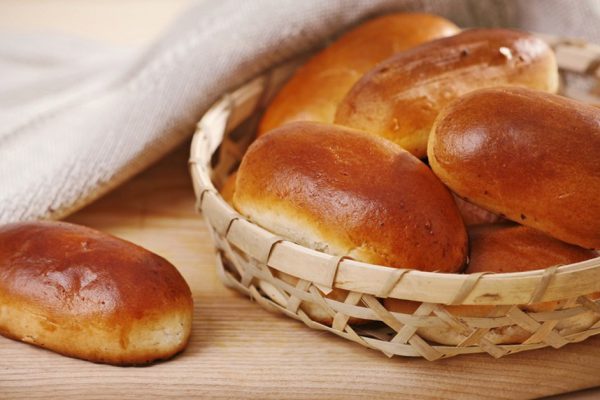 homemade baked bacon pies in basket