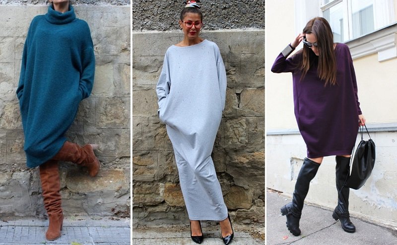 черное платье свободного кроя с чем носить