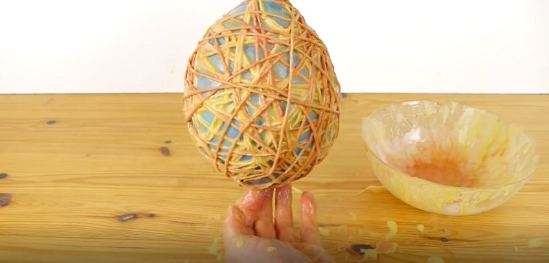 декоративное яйцо из веревки