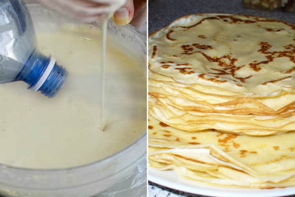 Когда в пост хочется полакомиться блинчиками, делаю тесто без яиц и молока, нужна только минералка