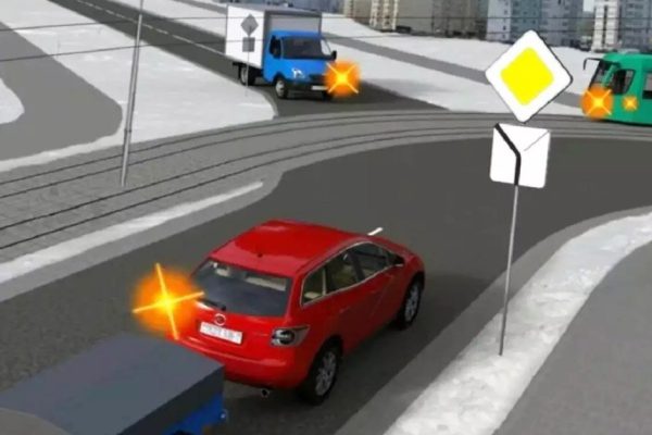 Должна ли красная машина пропустить старый трамвай