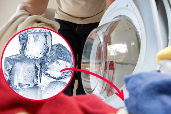 Preparation for washing, viewed from inside the washer