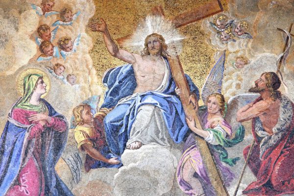 Mosaic depicting Ascension of Jesus Christ in Saint Mark's Basilica - cathedral church of Venice, Italy.