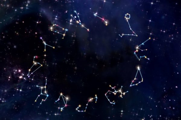 Zodiac Signs , twelve horoscopes with universe space and stars