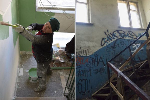 Жильцы дома устали от безобразного вида подъезда и решили его преобразить, результат командной работы удивил всех