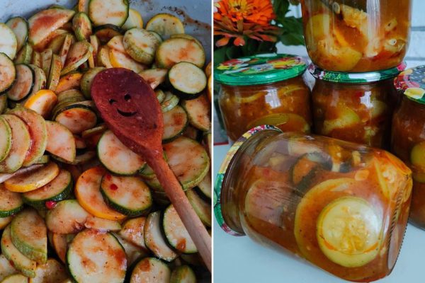 Урожай кабачков в этом году завидный, заготавливаю зелененькие на зиму, готовлю необычный салат