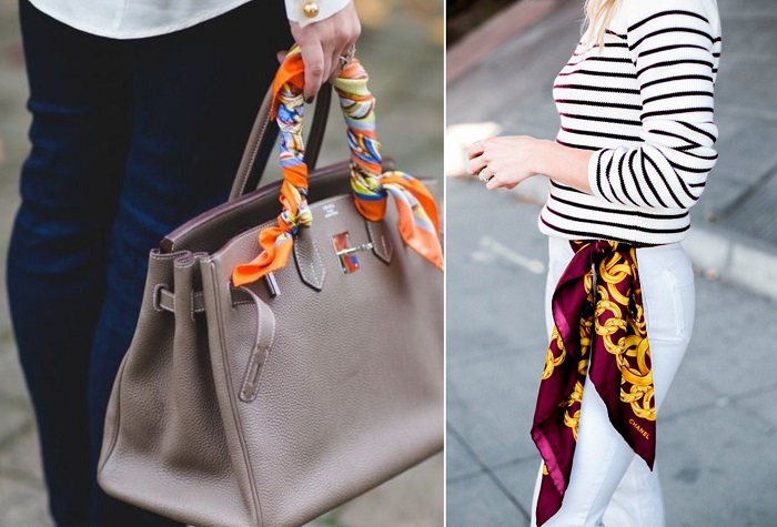 как завязать платок на пальто