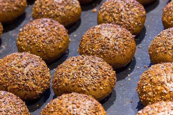 Traditional freshly made buns made with a sesame