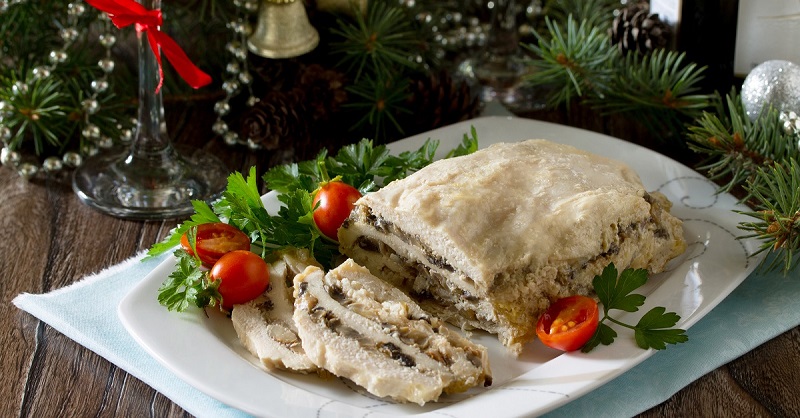 как готовить куриный рулет с грибами