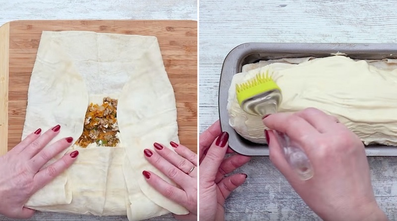 рулет из лаваша и фарша в духовке