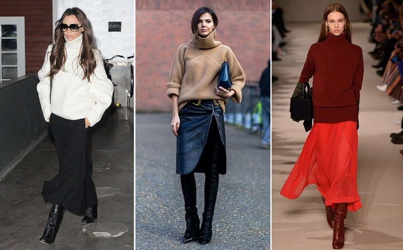 с чем носят длинные юбки зимой