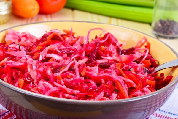 Salad with Beets, Carrots, Cabbage and  Celery Studio Photo