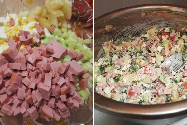 Готовлю салат «Окрошка» вместо обычной окрошки, если муж капризничает в особенно жаркий день