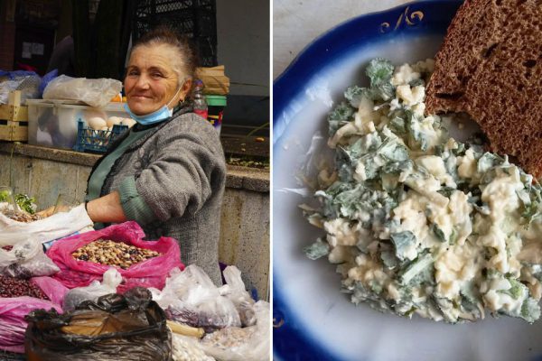 Вчера ходила на рынок и встретила там лесничиху тетю Машу, купила у нее кинзу и молодой чеснок, получился легкий весенний салатик