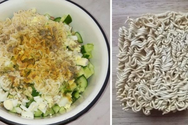 Рецепты салатов с лапшой быстрого приготовления