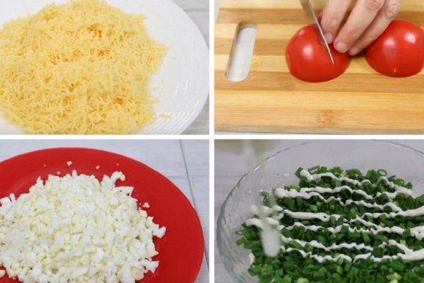 Рецепт салата с помидорами и яйцом