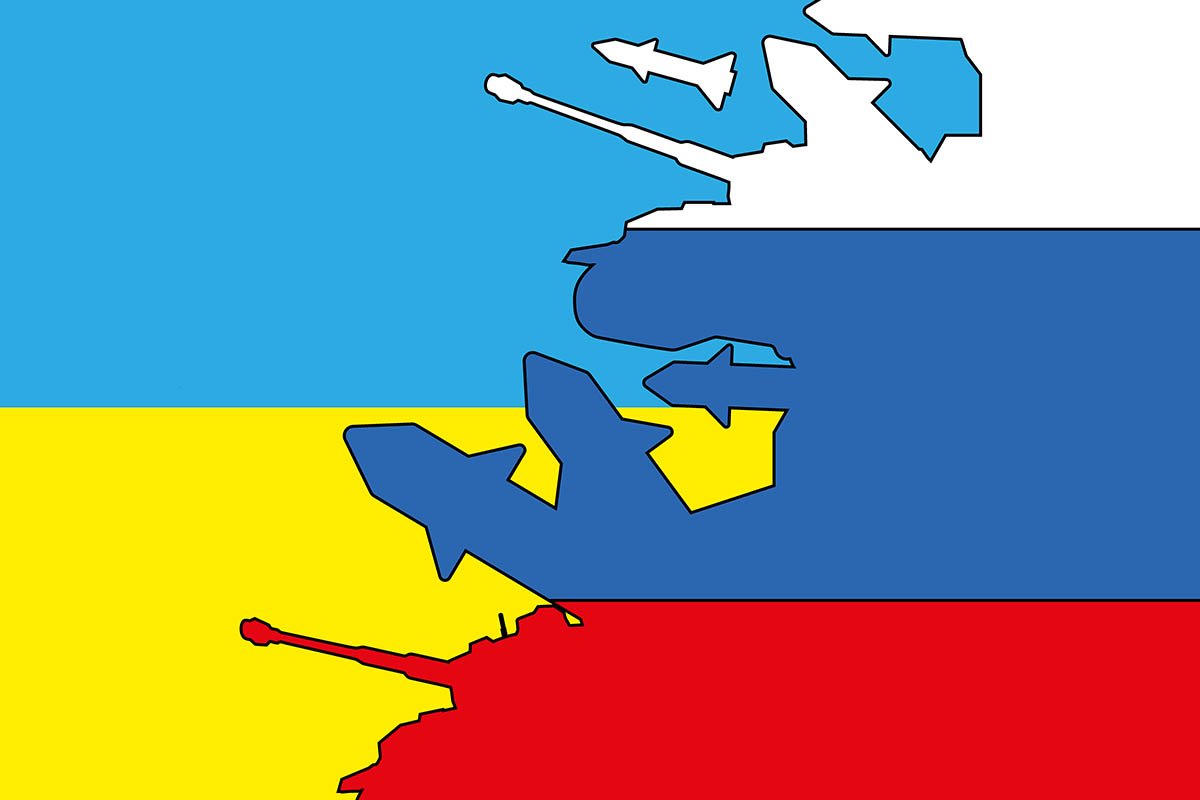 флаг Украины и России