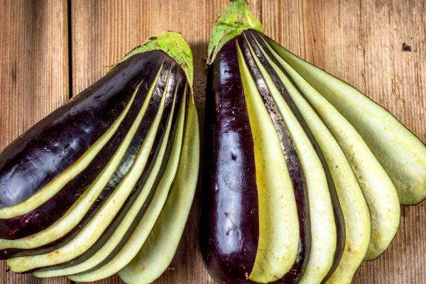Eggplant on wooden background