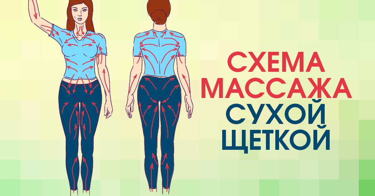 Массаж щеткой по сухому телу схема лимфодренаж