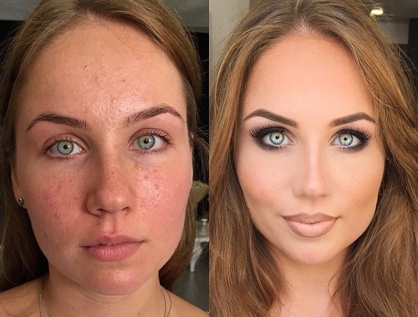 до и после макияжа