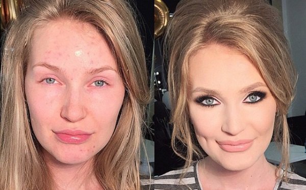 до и после макияжа