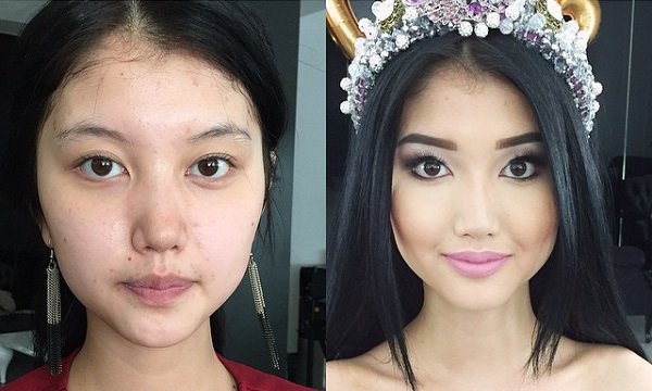 до и после макияжа