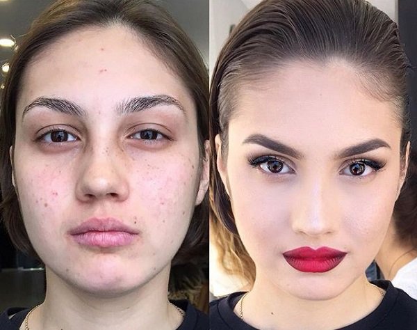 до и после макияжа