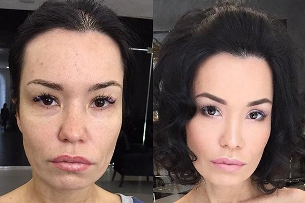 до и после макияжа